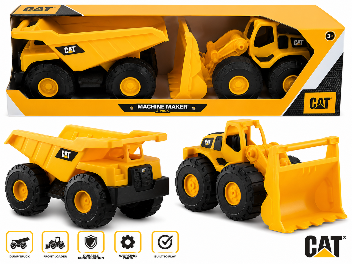 CAT construction toys 2 pack 7" mini crew toys trucks