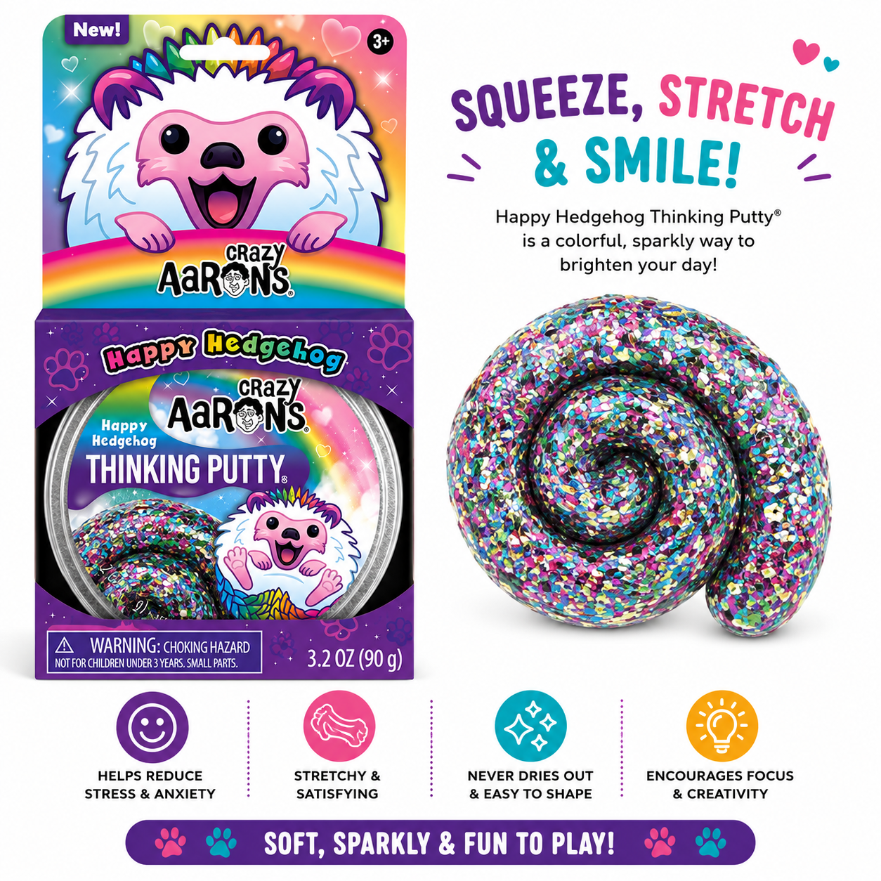 Crazy Aaron's Happy Hedgehog Thinking Putty
