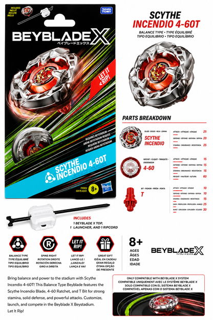 Hasbro Beyblade X Scythe Incendio Starter Pack