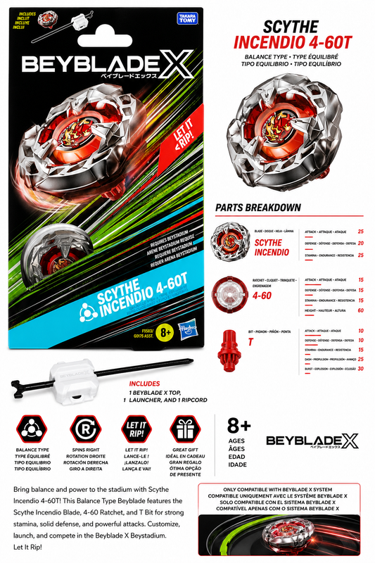 Hasbro Beyblade X Scythe Incendio Starter Pack